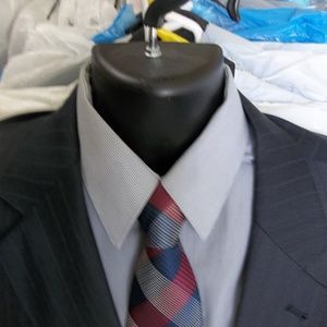 4)Jos A Bank Signature Gold Blue Pinstripe Suit